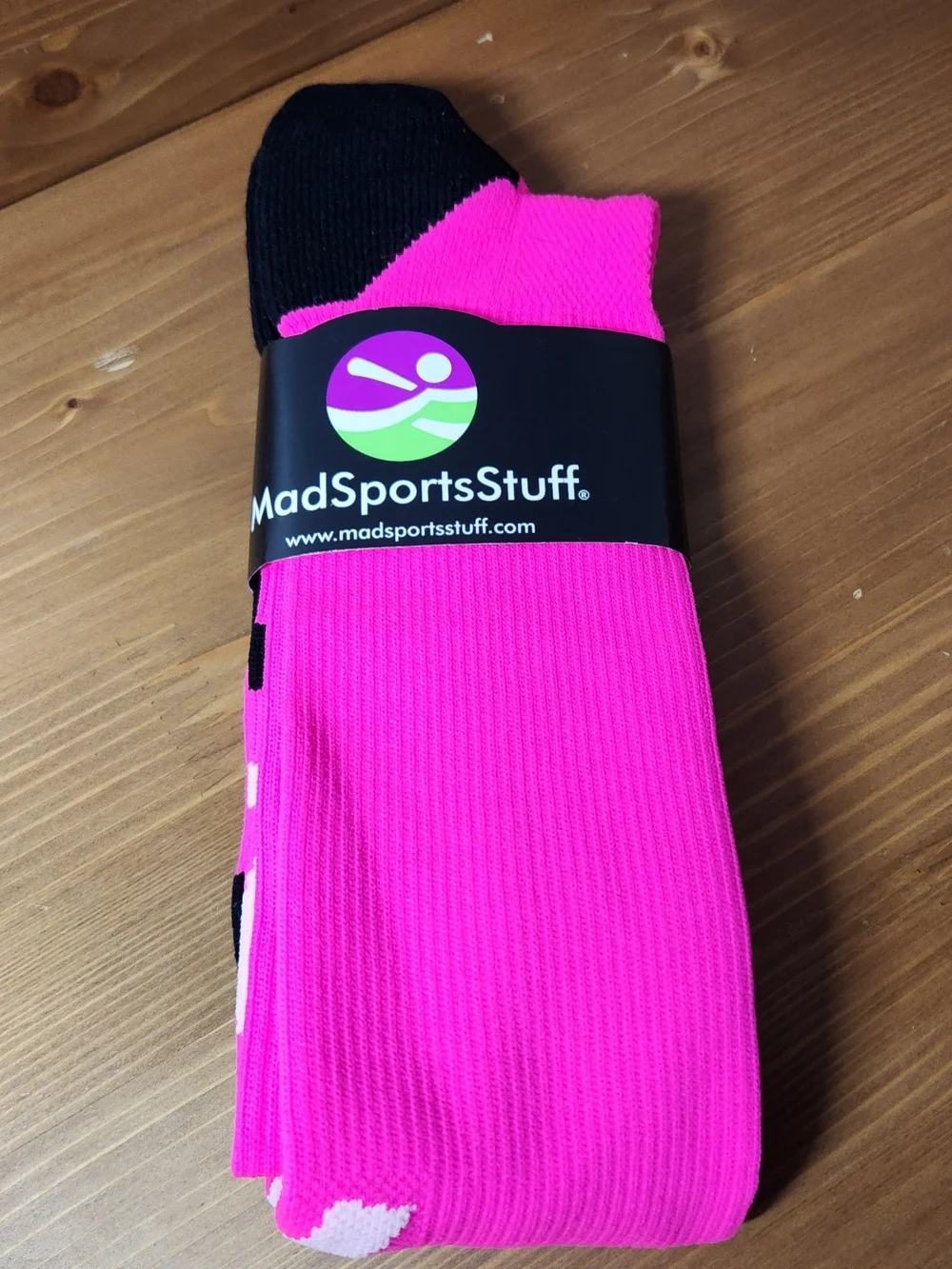 NWT Neon Pink Ribbon Breast Cancer Awareness Sports Socks Stripes XL